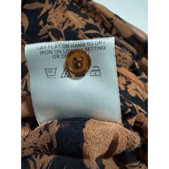 The Shirt by Rochelle Behrens Rust & Black Sheer Floral Maxi Shirt Dress (S) - Picture 6 of 7